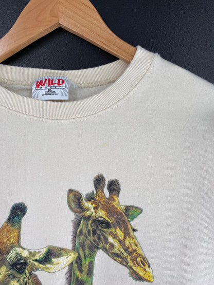 90's GIRAFFE Made in USA Size XL Vintage Animal Sweat-Shirts / F8067S