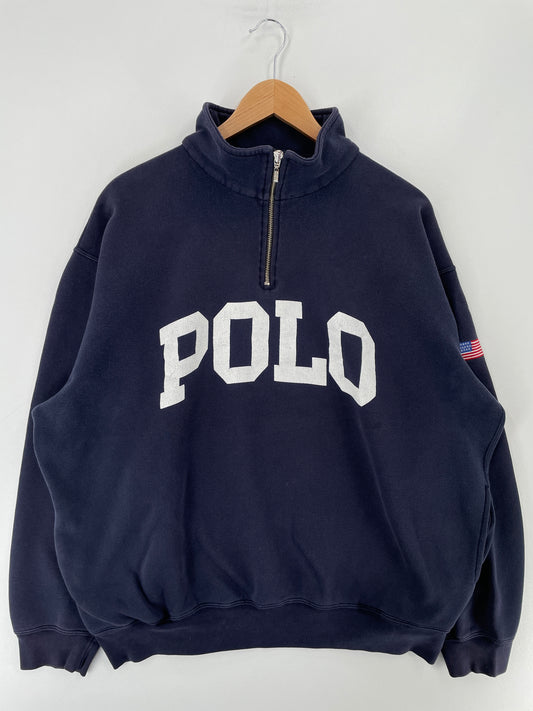 90's POLO RALPH LAUREN Size XL Vintage Half Zip Sweat-Shirt / E7052S