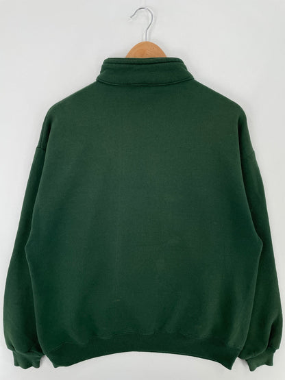 90's HORSE Made in USA Size L Vintage Animal Half Zip Sweat-Shirt / E9518S