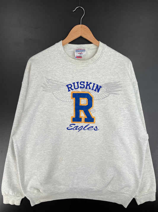 90's RUSKIN EAGLES Made in USA Size XL Vintage College Sweat-Shirt / G2531S