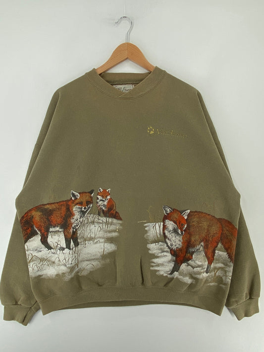 90's FOX Made in USA Size XL Vintage Animal Sweat-Shirt / F4057S