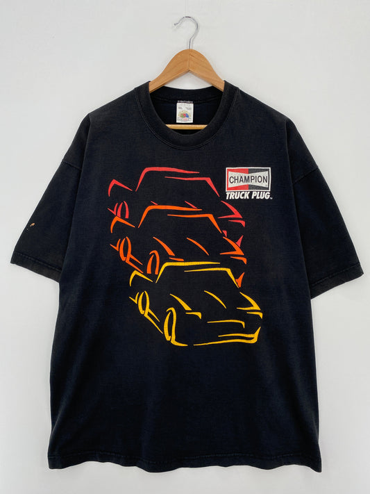 90's CHAMPION TRUCK PLUG Made in USA Size XXL Vintage T-Shirt / E7408T