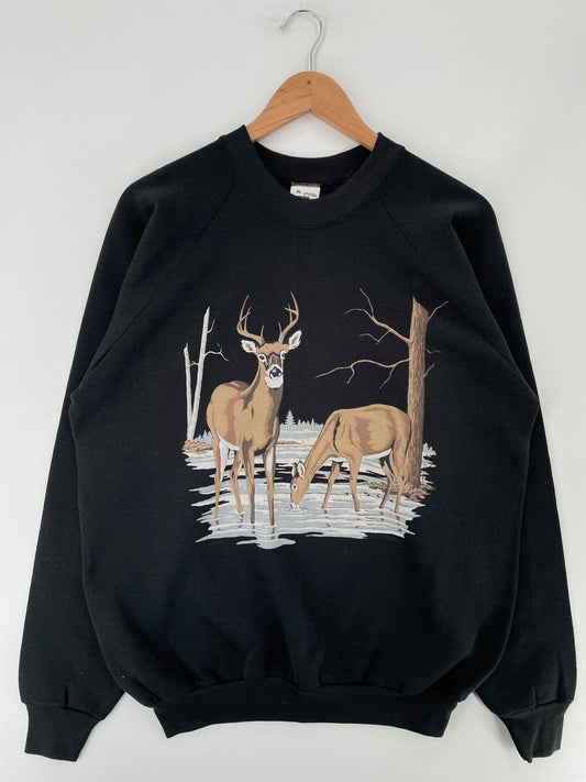 90's Deadstock DEERS Made in USA Size XL Vintage Animal Sweat Shirt / G5854S