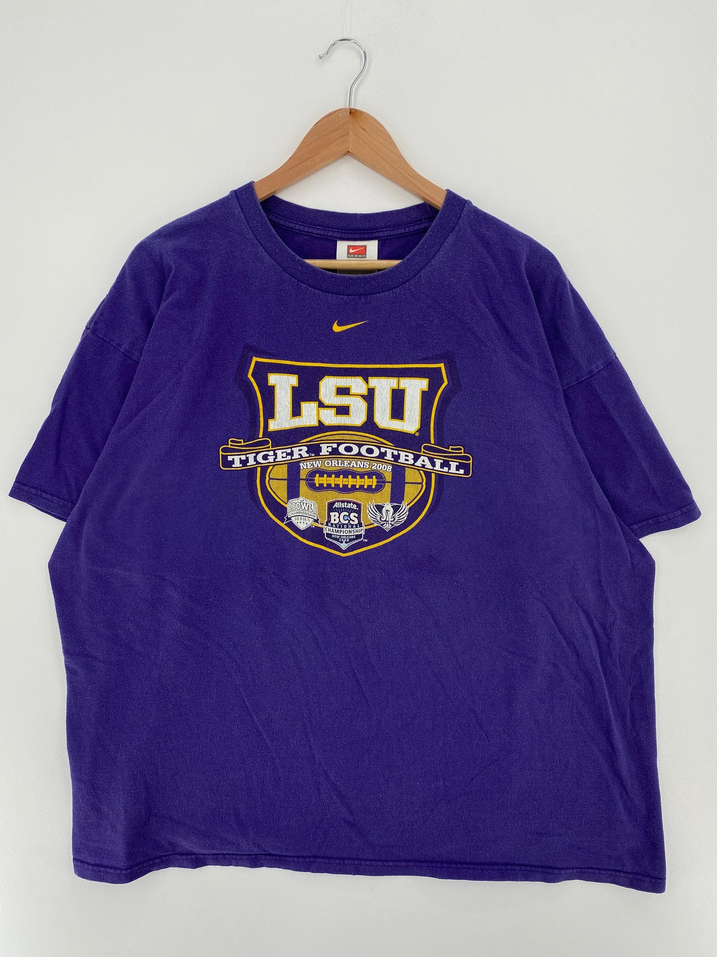 .2008 NIKE x LSU TIGER Size XXL Vintage College T-Shirt / F345T