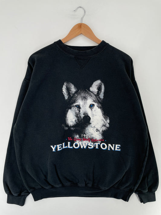 1995 YELLOWSTONE Size L Vintage Animal Sweat-Shirt / F5417S