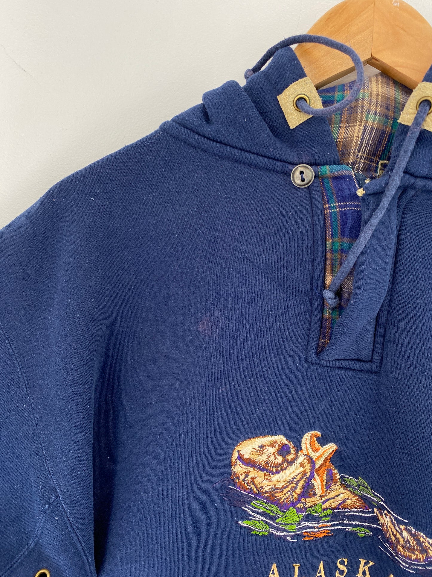 90's SEA OTTER ALASKA Size M Vintage Animal Hoodie Sweat-Shirt / E9513S