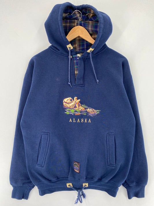 90's SEA OTTER ALASKA Size M Vintage Animal Hoodie Sweat-Shirt / E9513S