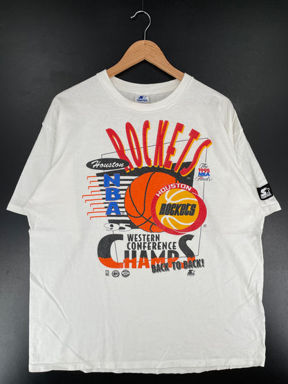 1995 STARTER x HOUSTON ROCKETS Made in USA Size XL Vintage NBA T-shirt / E7351T