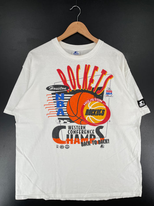 1995 STARTER x HOUSTON ROCKETS Made in USA Size XL Vintage NBA T-shirt / E7351T