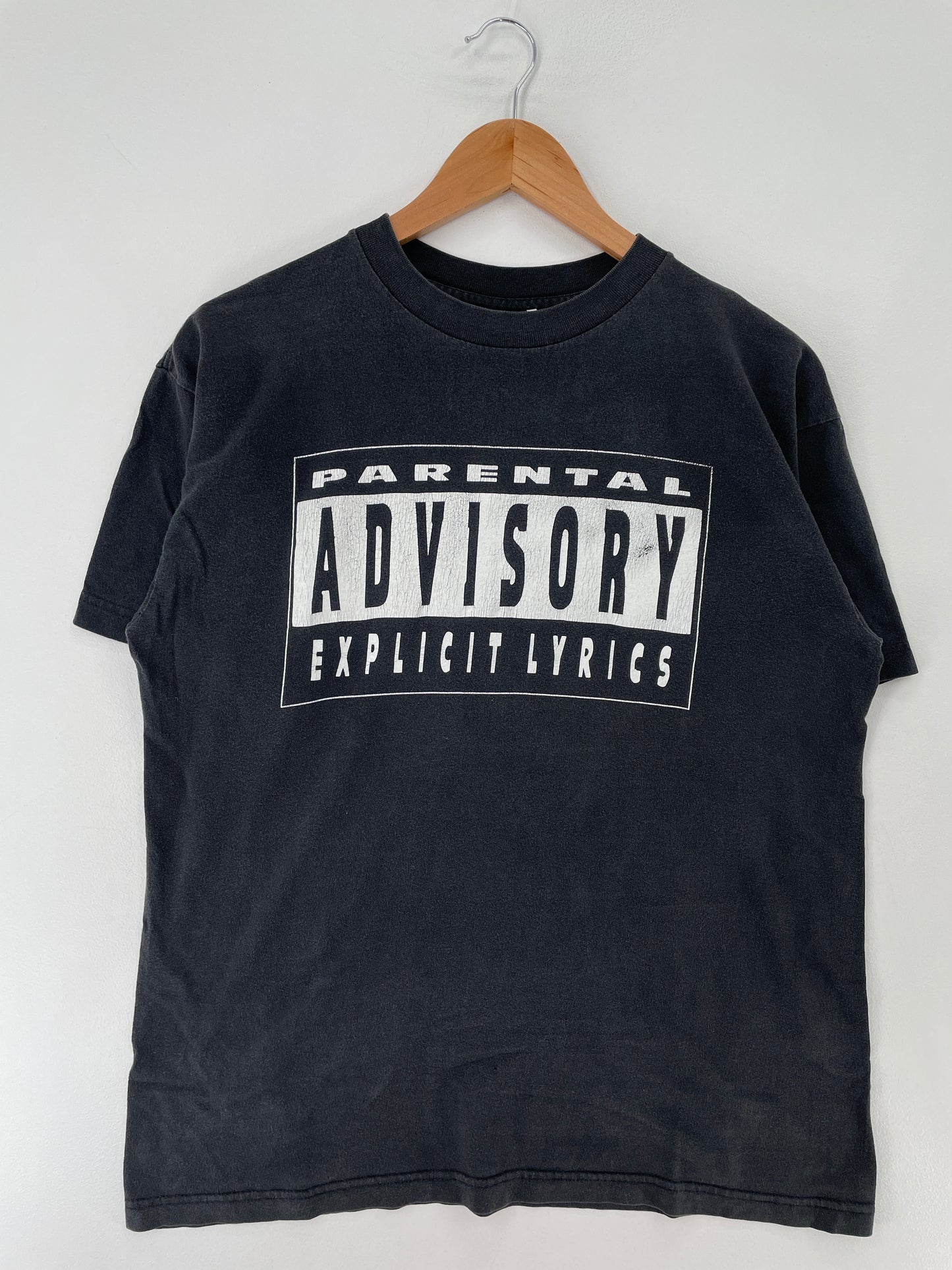90’s PARENTAL EXPLICIT LYRICS  ADVISORY Made in USA Size L Vintage T-shirt / F47T