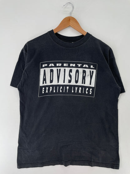 90’s PARENTAL EXPLICIT LYRICS  ADVISORY Made in USA Size L Vintage T-shirt / F47T