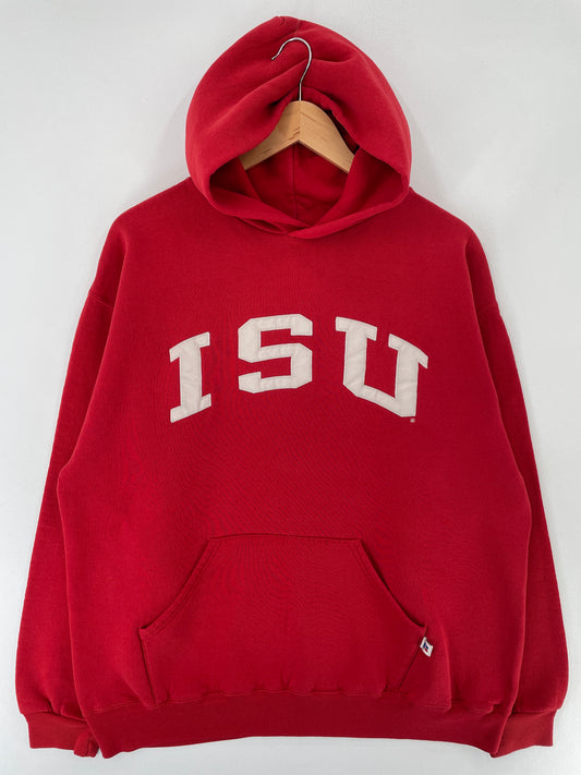 90's RUSSELL x ISU Size XL Vintage College Hoodie Sweat-shirt / E7700S