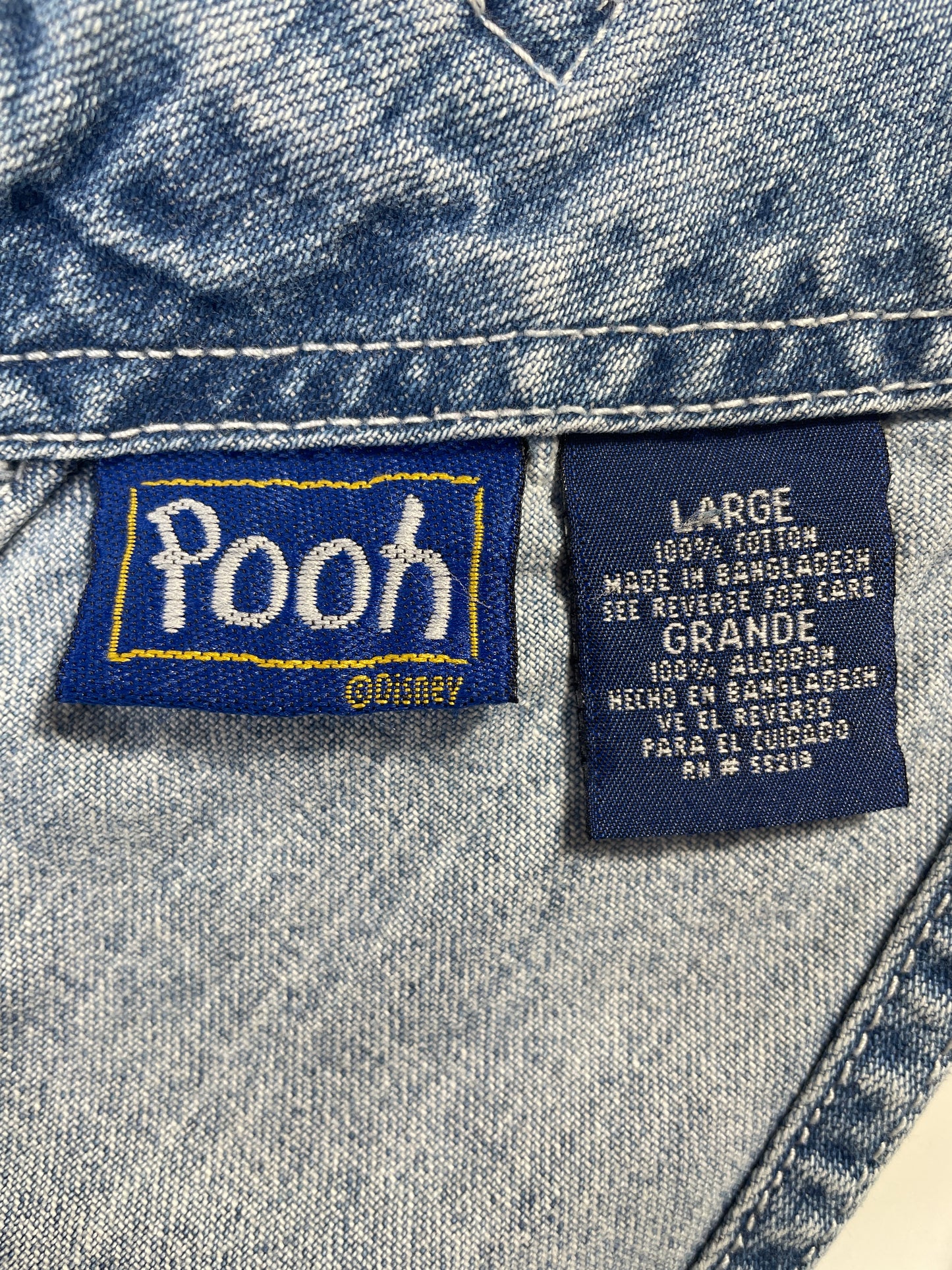 00' DISNEY WINNIE THE POOH Size L Vintage Denim Overall / E7875P
