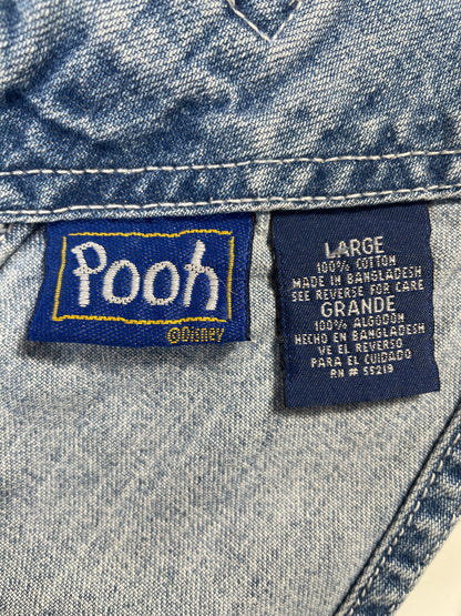 00' DISNEY WINNIE THE POOH Size L Vintage Denim Overall / E7875P