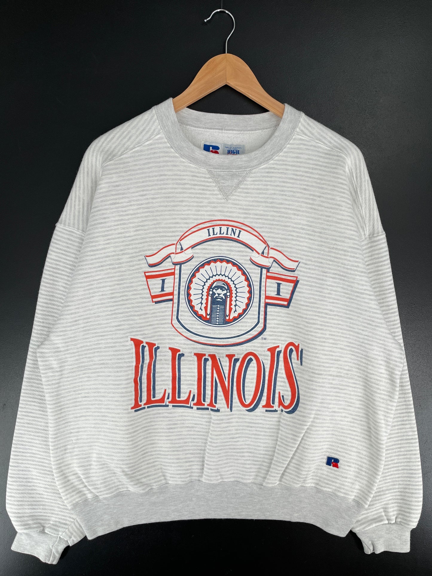 90's RUSSELL x ILLINOIS ILLINI Made in USA Size XXL Vintage College Sweat-Shirt / G5939S