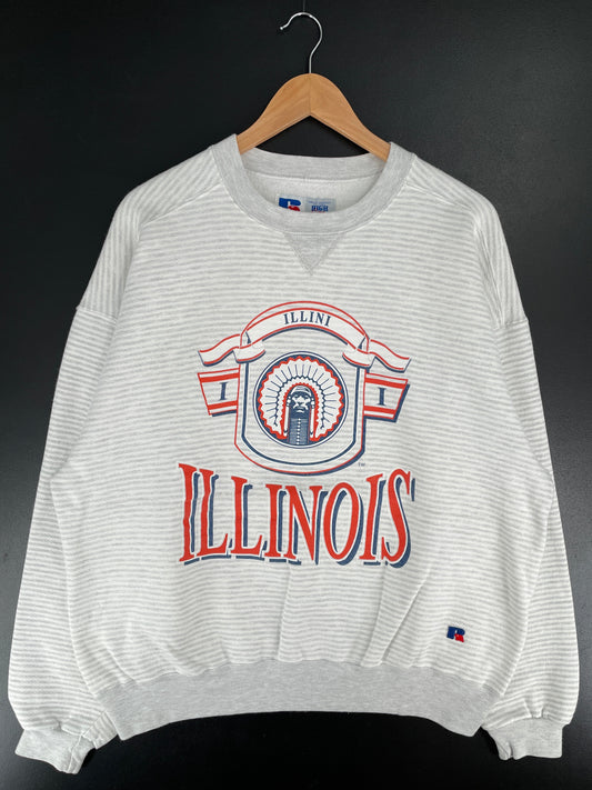 90's RUSSELL x ILLINOIS ILLINI Made in USA Size XXL Vintage College Sweat-Shirt / G5939S
