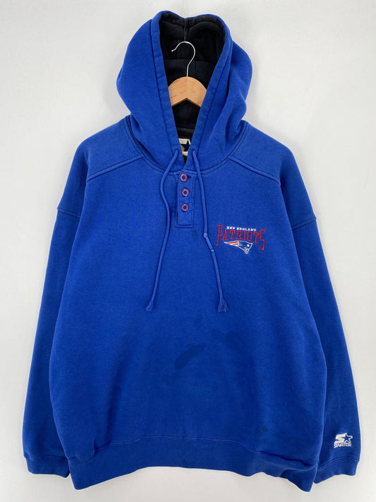 90’s STARTER x NEW ENGLAND PATRIOTS Made in USA Size XL Vintage NFL Hoodie Sweat-shirt / F5661S