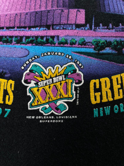 1997 SUPER BOWL NEW ENGLAND PATRIOTS x GREEN BAY PACKERS Size XXL Vintage NFL Sweat-shirt / F2631S