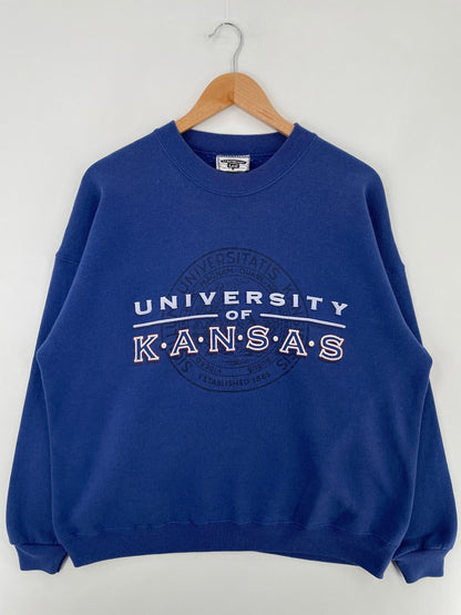90's UNIVERSITY OF KANSAS Made in USA Size XL Vintage College Sweat-shirt / F9739S