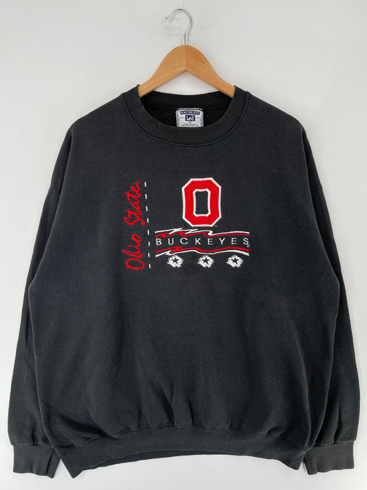 90's OHIO BUCKEYES Made in USA Size XL Vintage College Sweat-Shirt / F904S