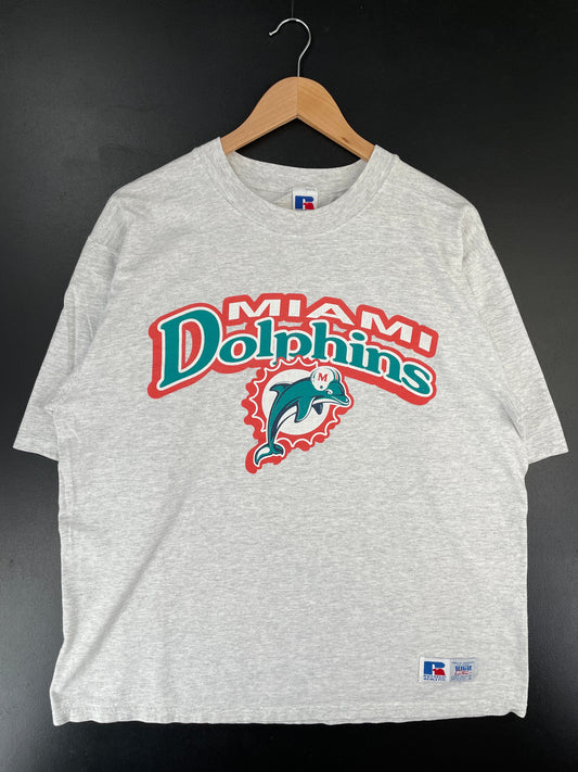 90's RUSSELL x MIAMI DOLPHINS Made in USA Size L Vintage NFL T-Shirt / F214T