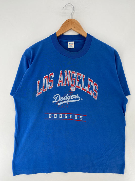 80's CHAMPION x LOS ANGELES DODGERS Made in USA Size XL Vintage MLB T-shirt / E9887T