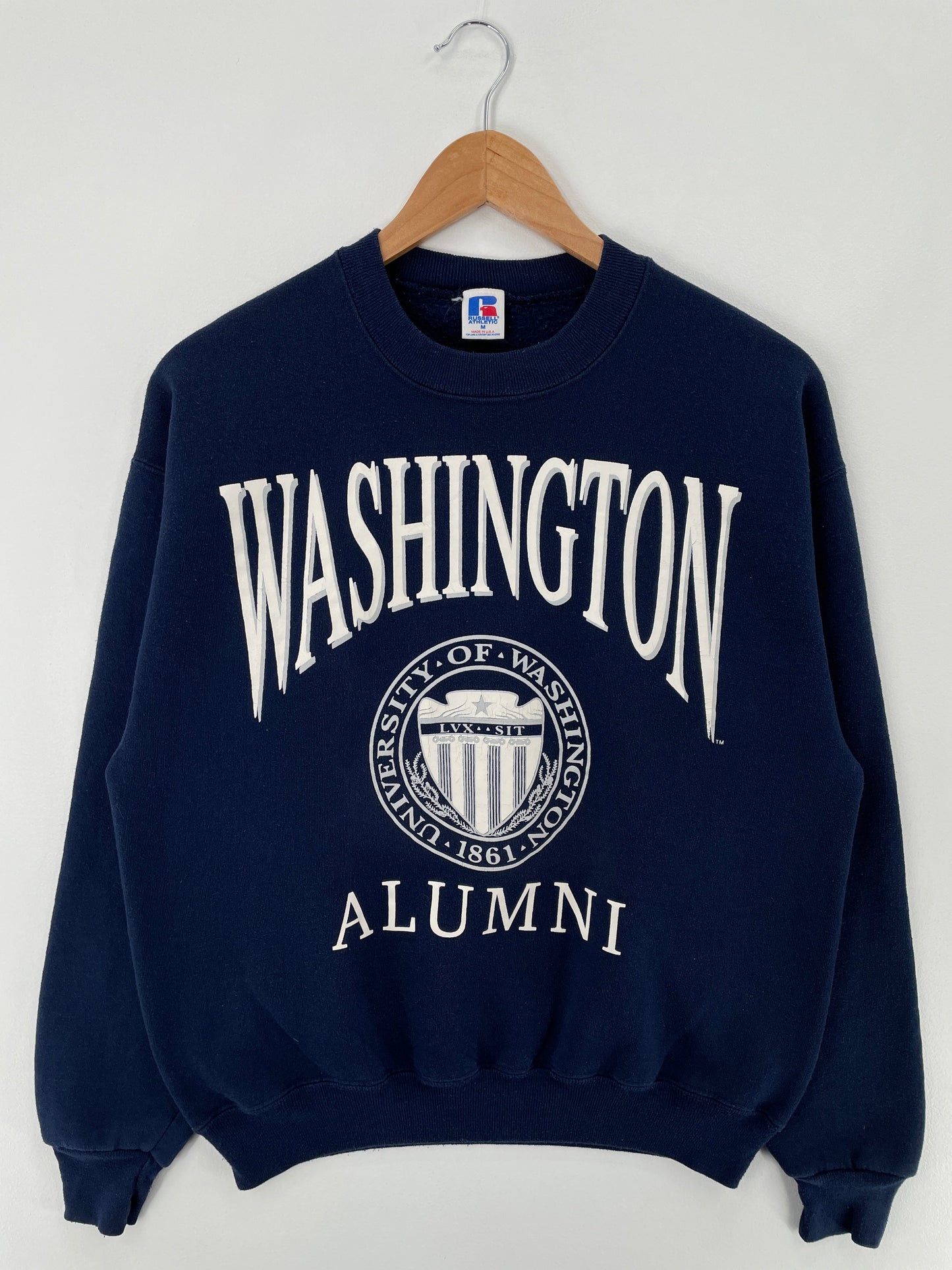 90's RUSSELL x WASHINGTON ALUMNI Made in USA Size M Vintage College Sweat-shirt / F7330S