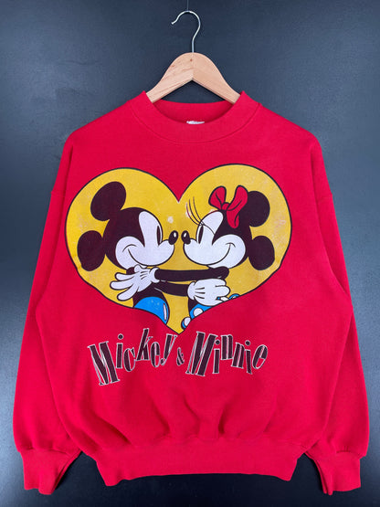 90's DISNEY MICKEY MINNIE Made in USA Size L Vintage Sweat-shirt / F4244S
