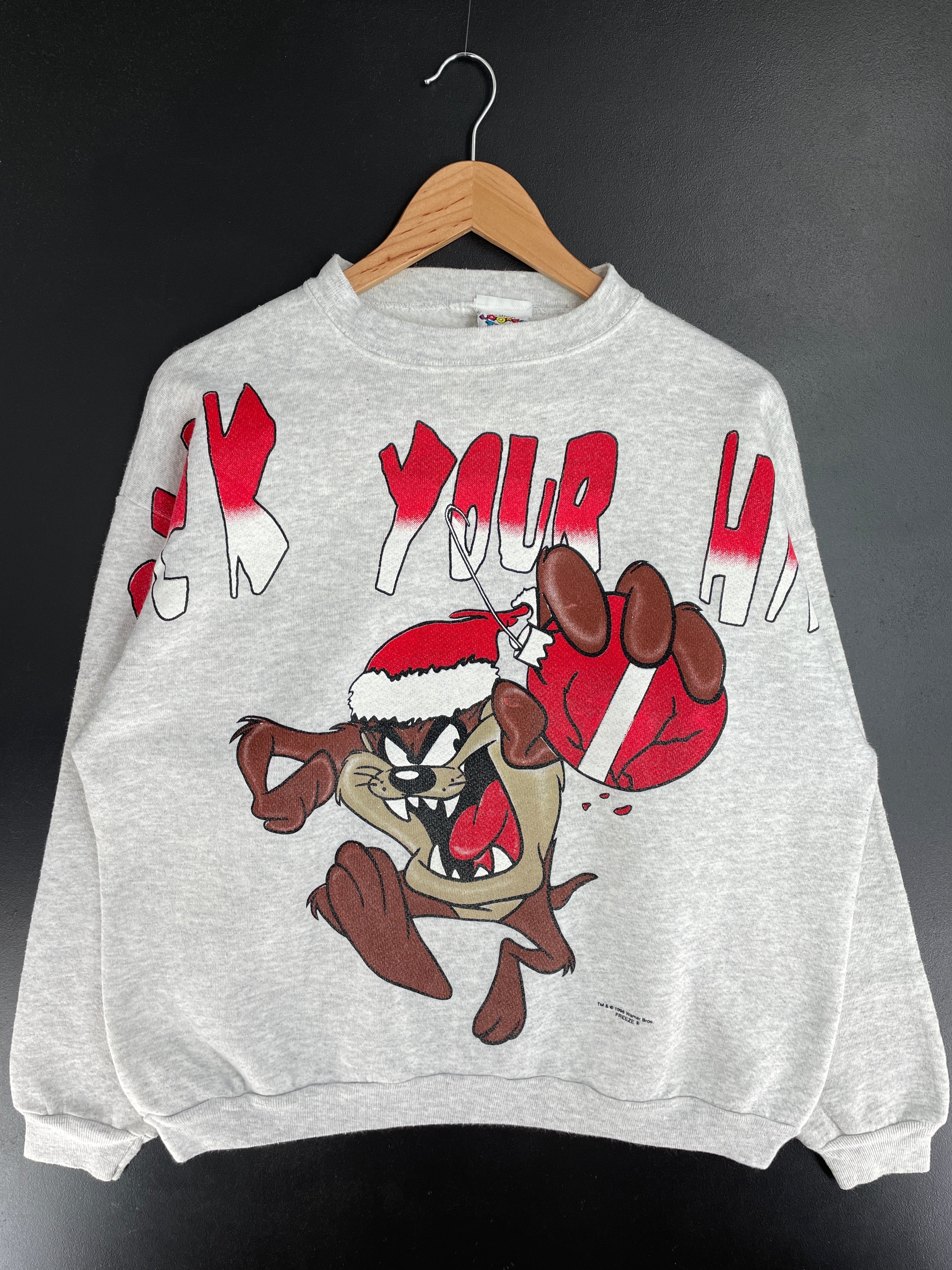 1996 LOONEY TUNES TAZ CHRISTMAS Made in USA Size L Vintage Sweat-shirt /  F5975S