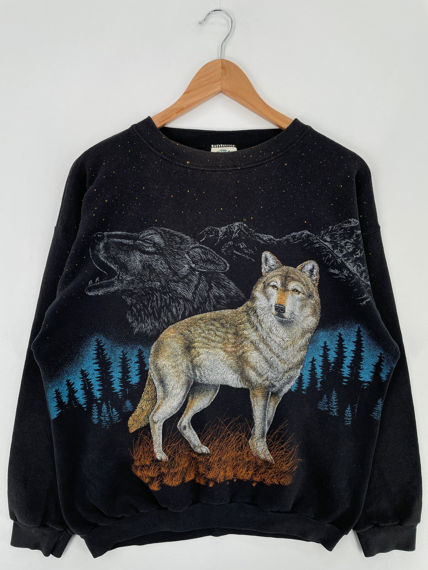 90's WOLF Made in USA Size L Vintage Animal Sweat-Shirt / F2595S