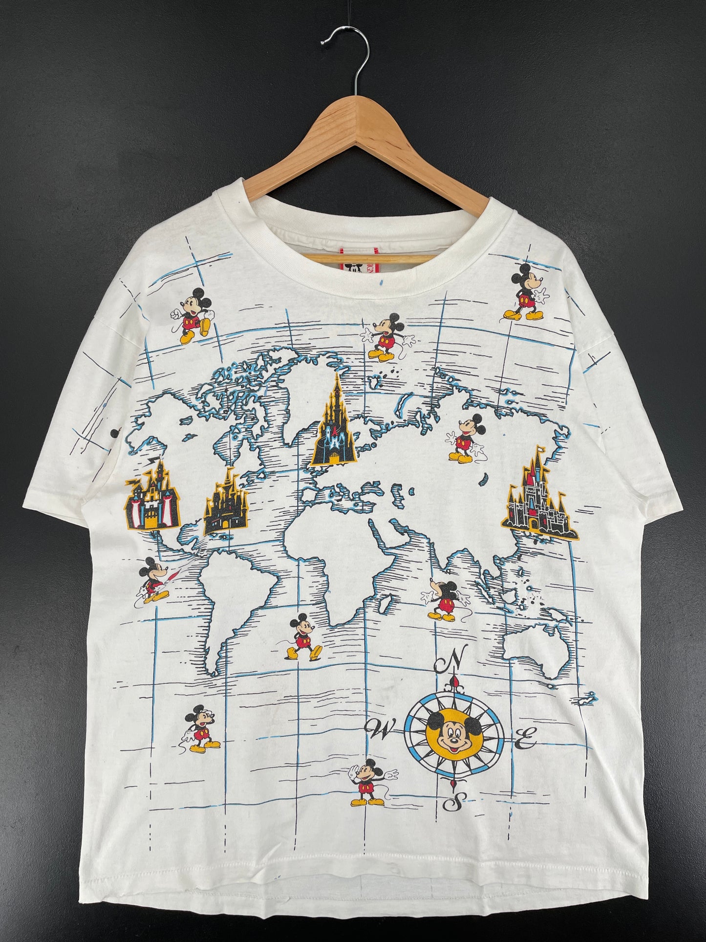 90's DISNEY MICKEY Made in USA Size Approx.XL Vintage T-Shirt / F599T
