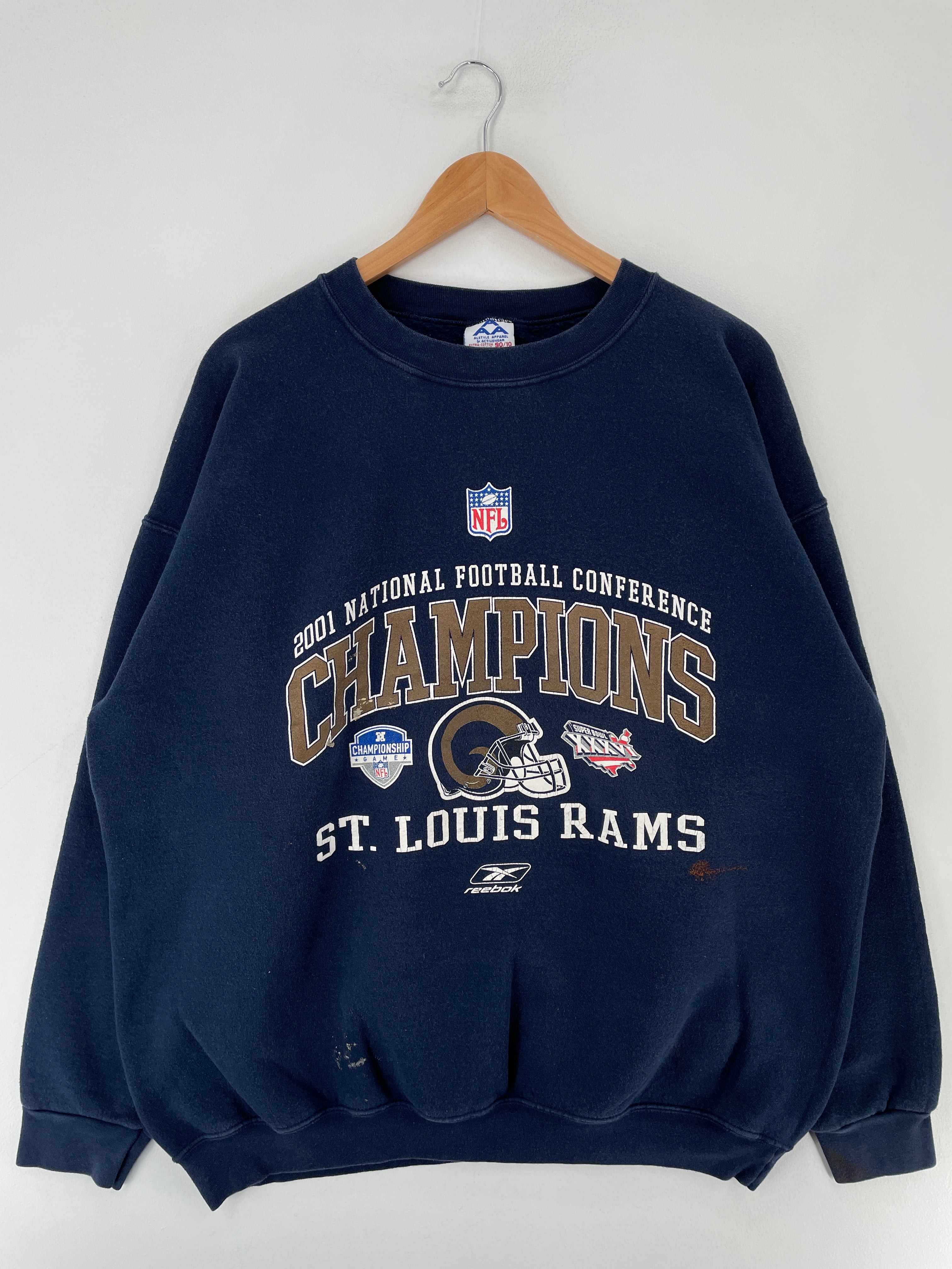 St. Louis Rams Super Bowl Champions Reebok Navy Blue XLarge T-Shirt