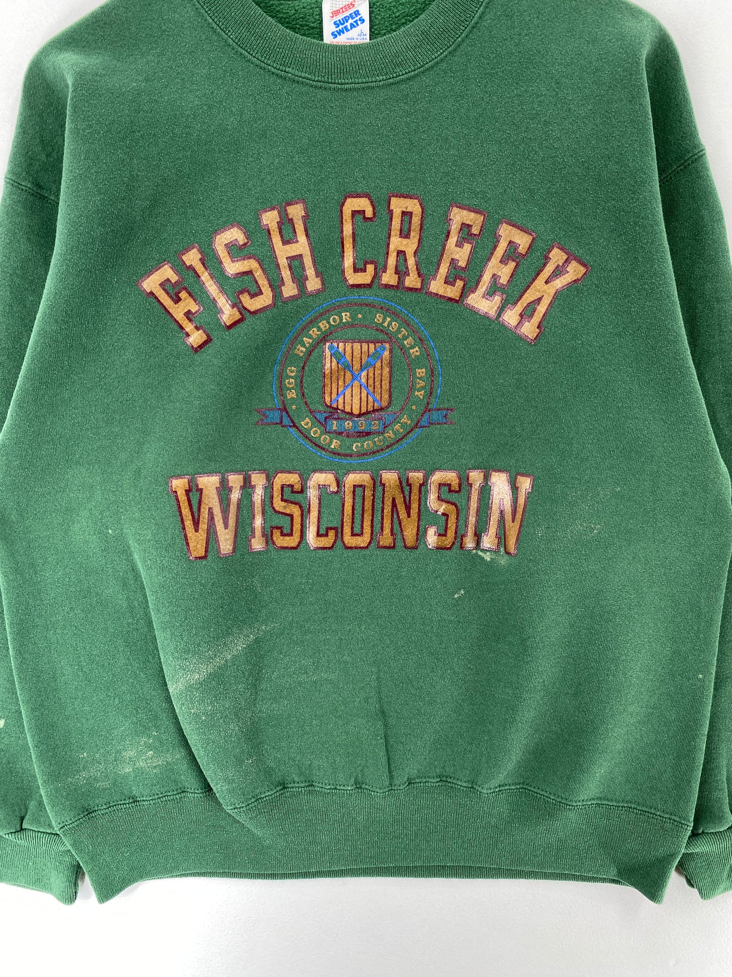 .90's FISH CREEK WISCONSIN Made in USA Size L College Sweat-Shirt / E8964S