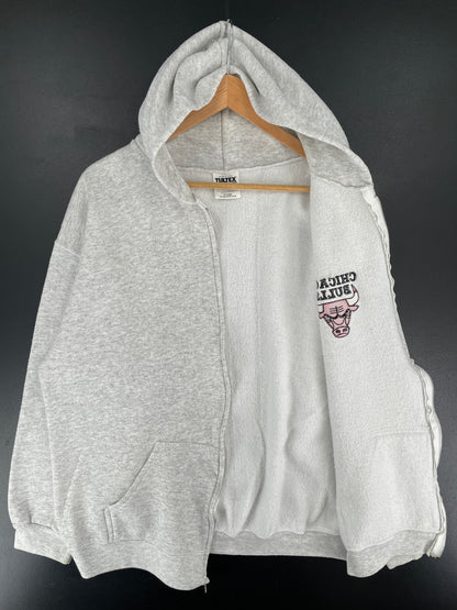 90's CHICAGO BULLS Made in USA Size XL Vintage NBA Hoodie Zip up Sweat-Shirt / E7311S