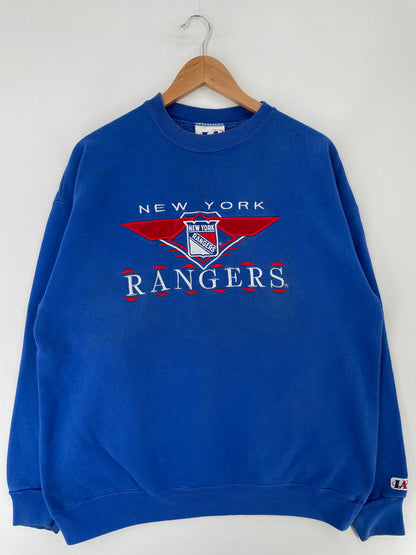 90's NEW YORK RANGERS Made in USA Size L Vintage NHL Sweat-Shirt / F452S