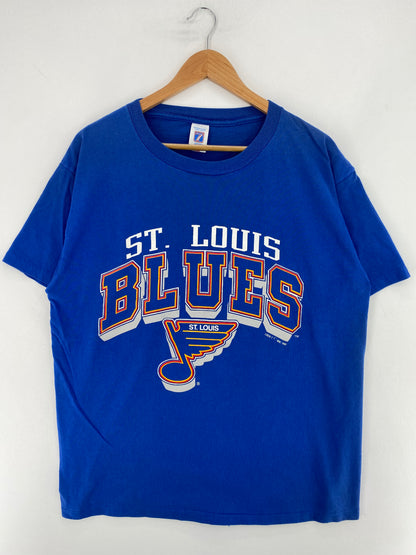 90's ST. LOUIS BLUES Size XL Vintage NHL T-Shirt / E9357T