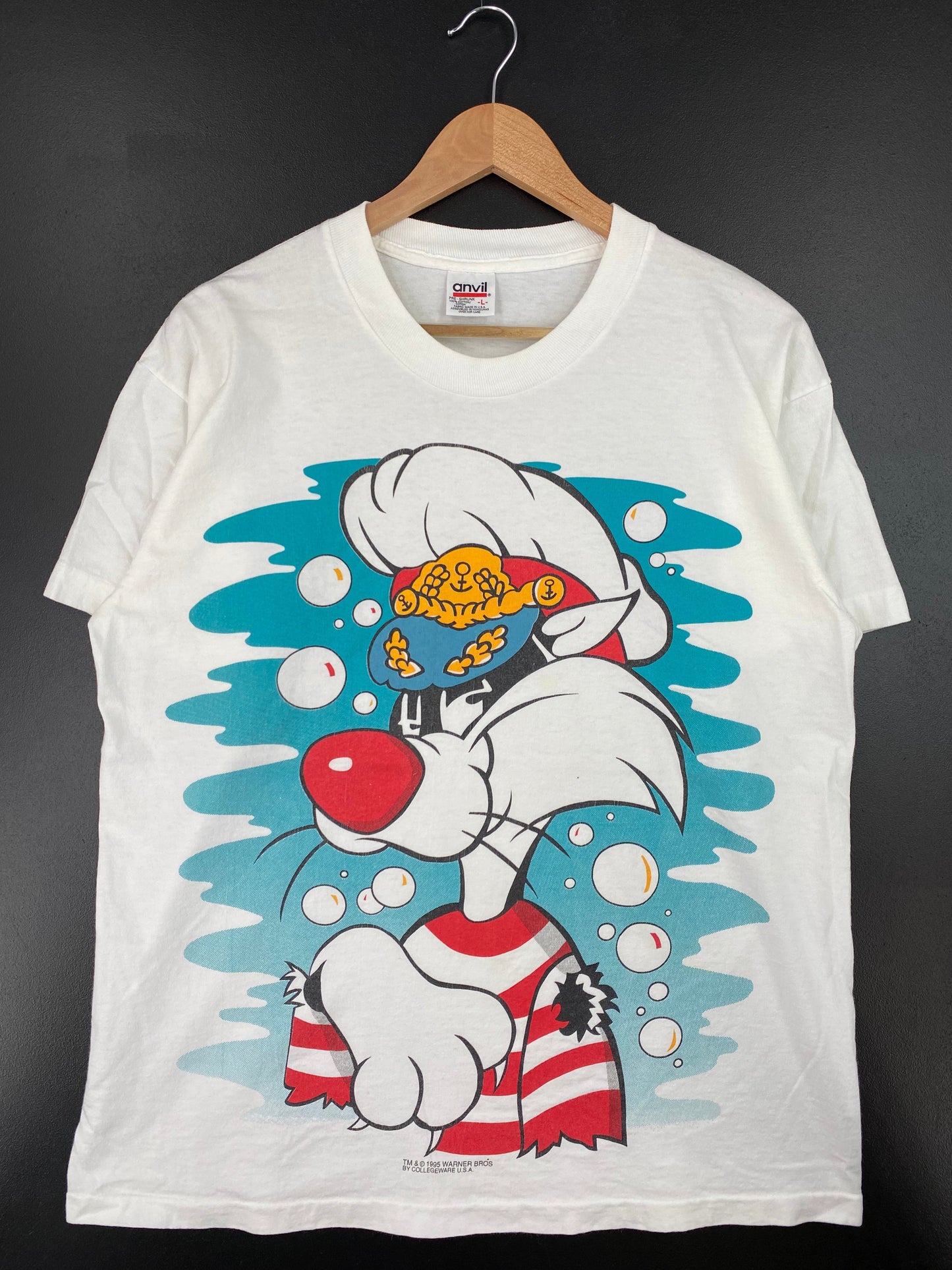 1995 LOONEY TUNES SYLVESTER Size L Vintage T- Shirt / F8087T