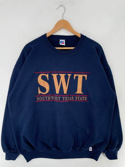 90's RUSSELL x SOUTHERN TEXAS STATE Made in USA Size XXL Vintage College Sweat-Shirt / F5266S