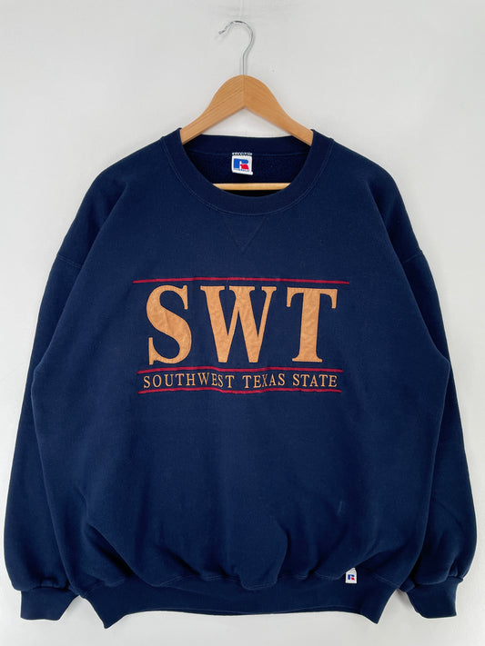 90's RUSSELL x SOUTHERN TEXAS STATE Made in USA Size XXL Vintage College Sweat-Shirt / F5266S