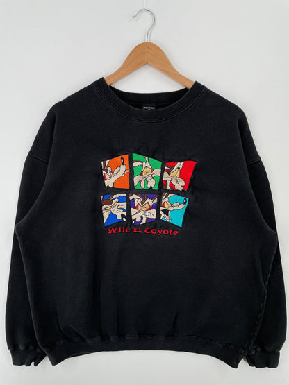 1996 LOONEY TUNES COYOTE Size L Vintage Sweat-Shirt / F5791S