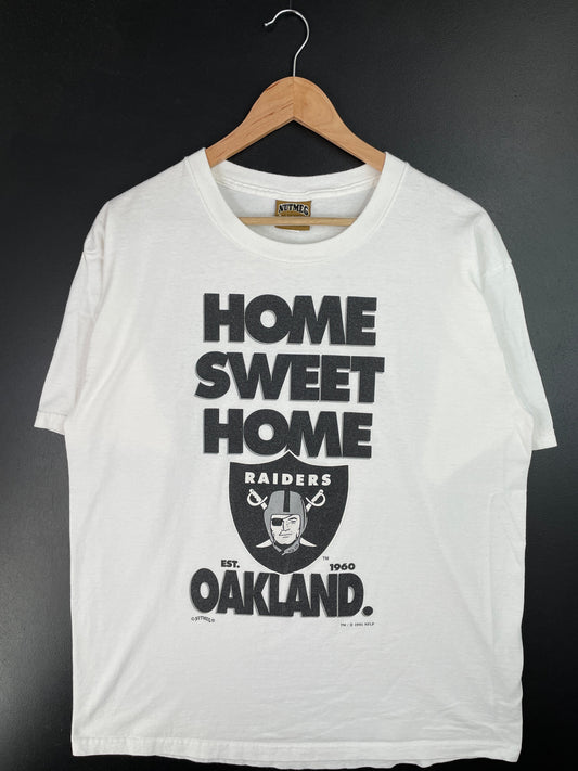 1995 OAKLAND RAIDERS Made in USA Size L Vintage NFL T-Shirt / E8886S