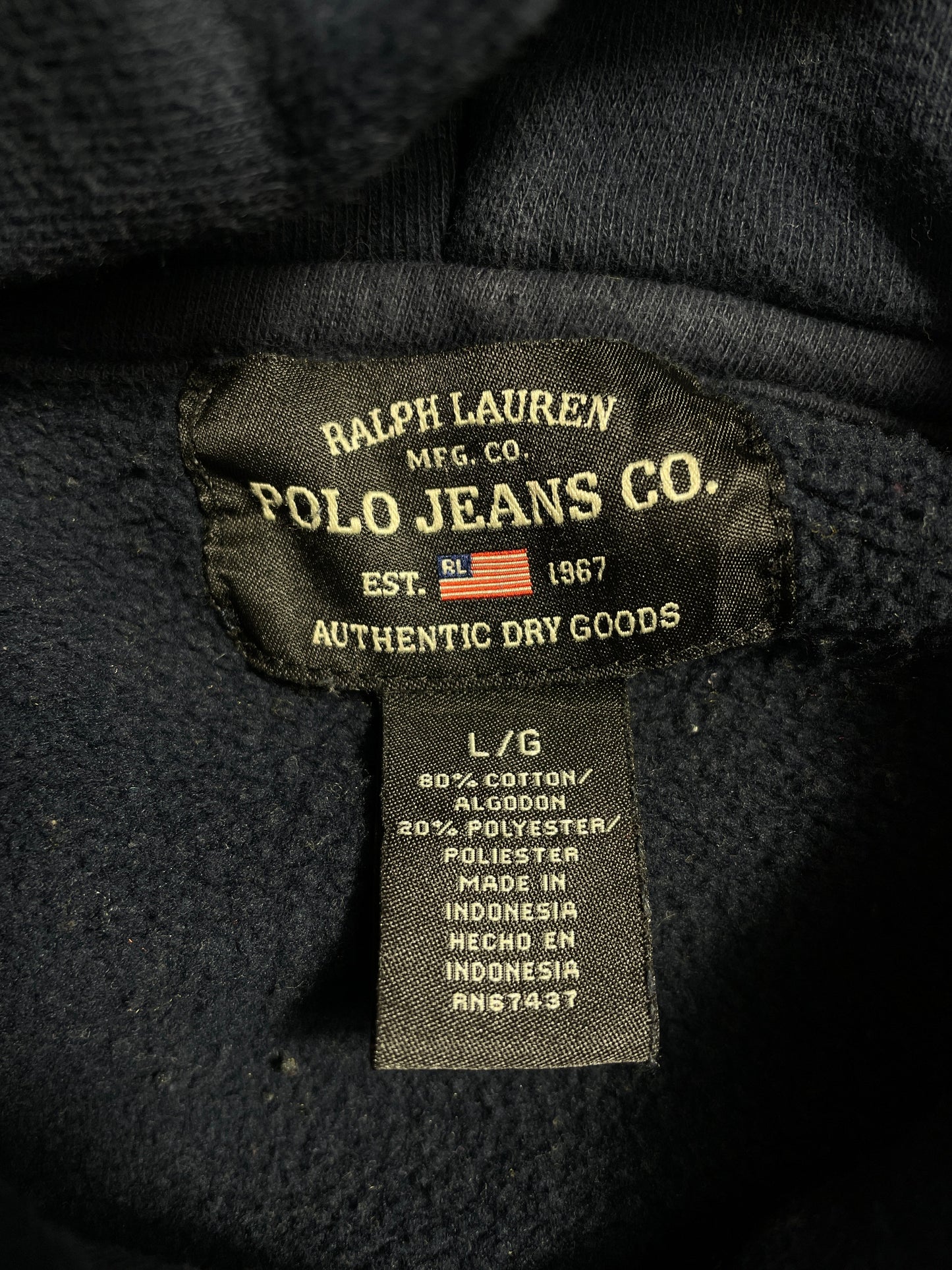 Vintage POLO JEANS RALPH LAUREN Size L Hoodie Sweat-shirt / F396S