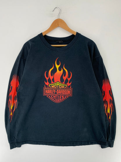 90's HARLEY DAVIDSON Size No Tag (Approx.XL) Vintage Long Sleeve T-Shirt / E8560T