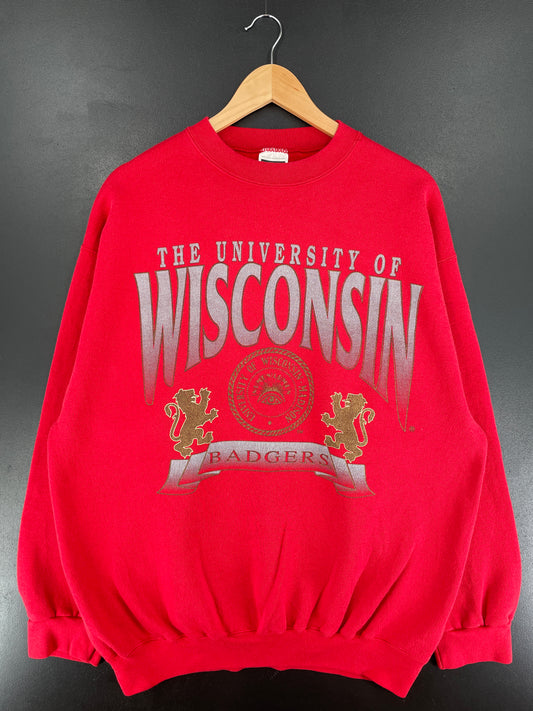 90's UNIVERSITY OF WISCONSIN Made in USA Size XL Vintage College Sweat-Shirt / F740S