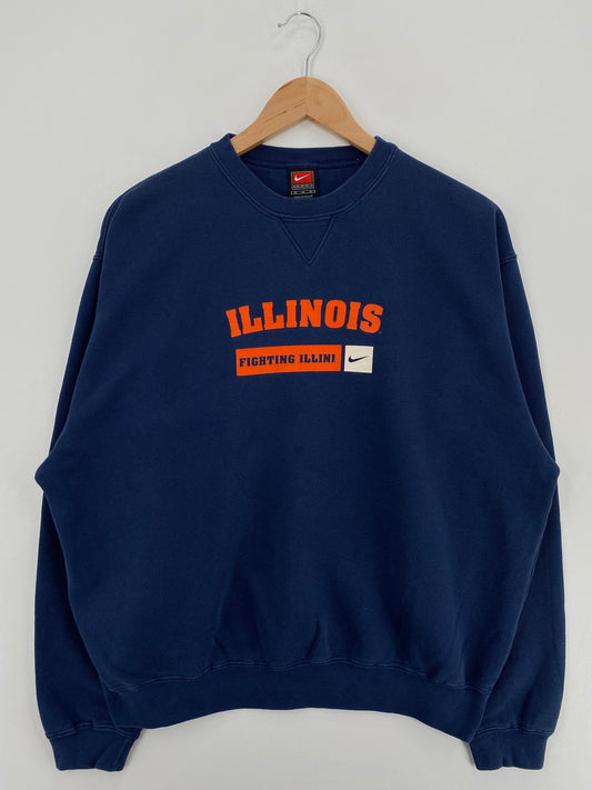 00' NIKE ILLINOIS Size M Vintage College Sweat-shirt / F1465S