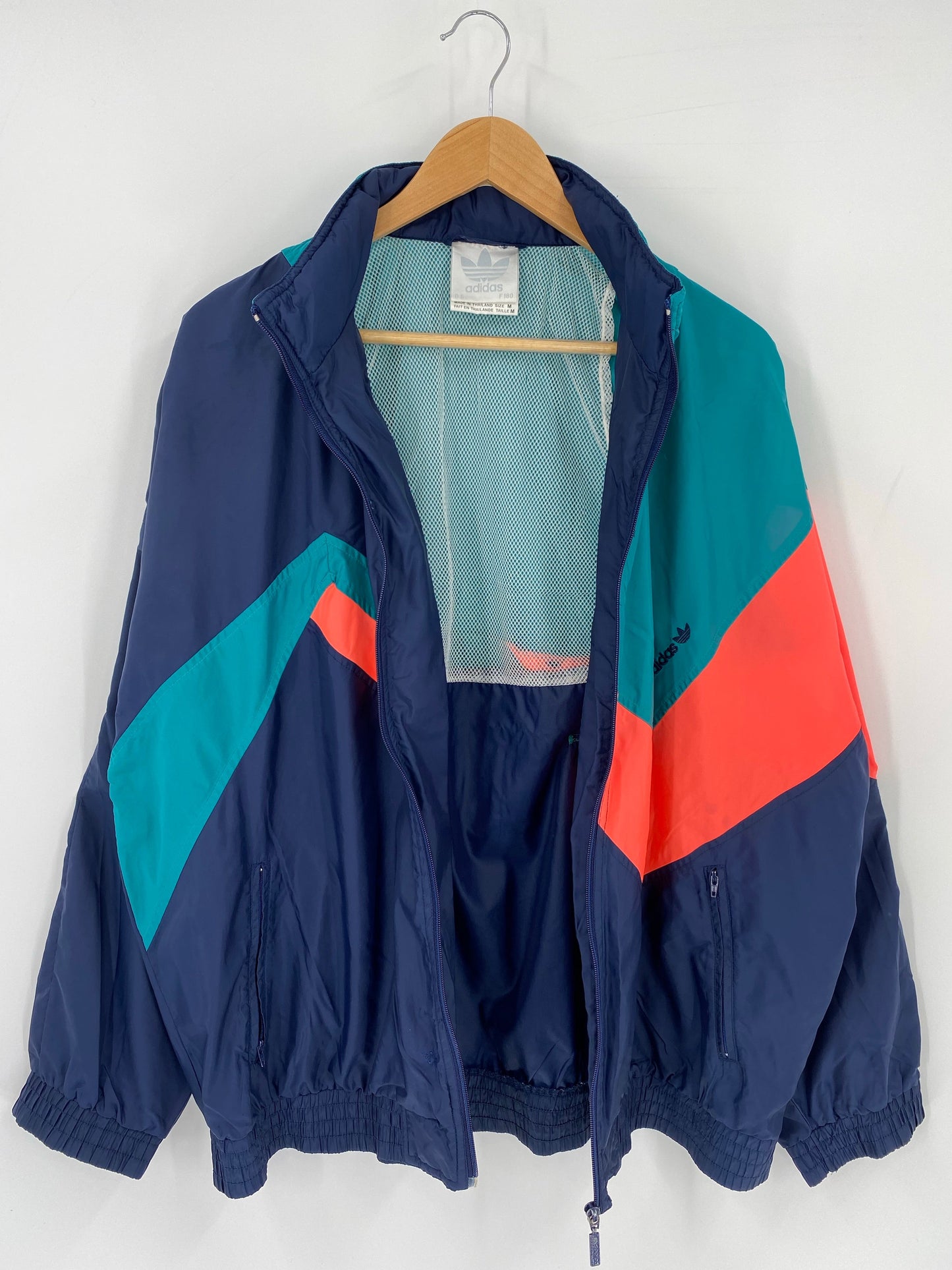 90’s ADIDAS Size M Vintage Zip-up Nylon Jacket / E7665N