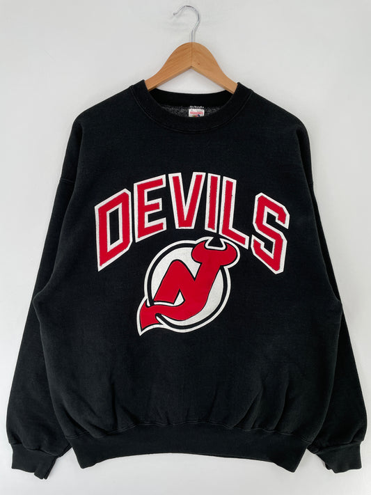 90's NEW JERSEY DEVILS Made in USA Size XL Vintage NHL Sweat-Shirt / F454S