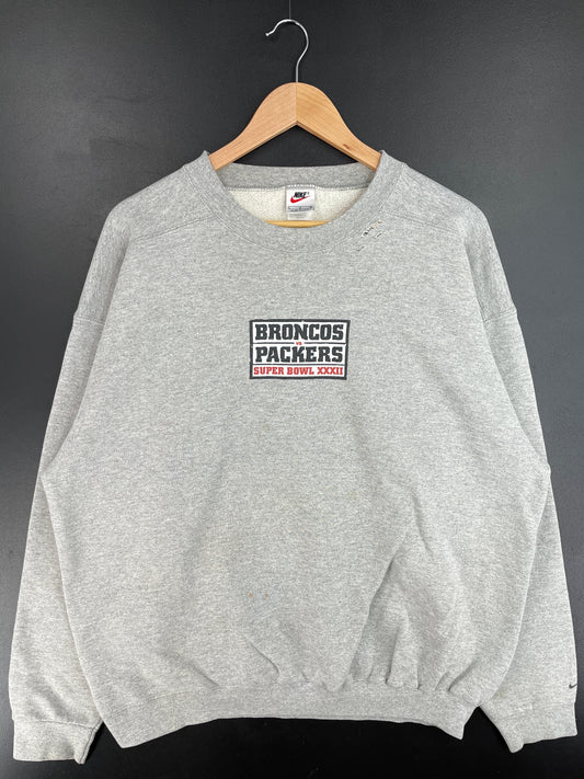 90's NIKE x DENVER BRONCOS x GREEN BAY PACKERS Made in USA Size XL Vintage NFL Sweat shirt / F5136S