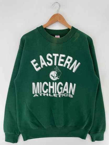 90's EASTERN MICHIGAN Made in USA Size L Vintage College Sweat-Shirt / G5051S