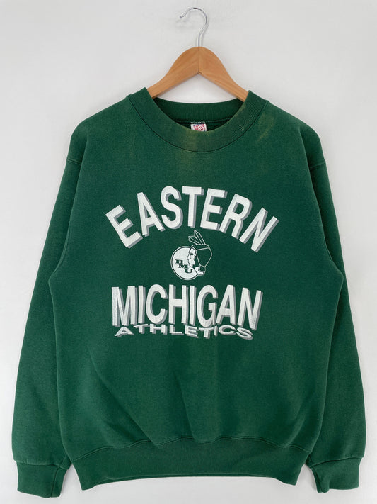 90's EASTERN MICHIGAN Made in USA Size L Vintage College Sweat-Shirt / G5051S